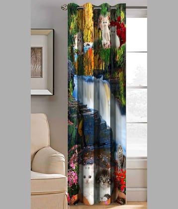 BELLA TRUE Abstract Printed Semi-Transparent Eyelet Curtain 7 ft ( Pack of 1 ) - Multicolor