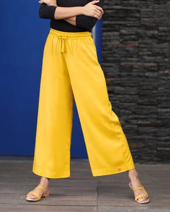Solid Wide Leg Palazzo - Sweet Corn-S / Sweet Corn