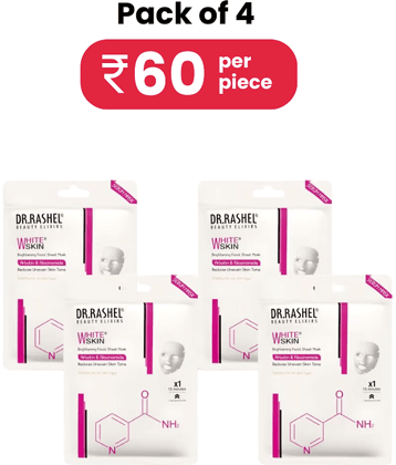 DR.RASHEL White Skin Sheet Mask for Deep Hydration Suits All Skin Types 20 gm each ( Pack of 4)