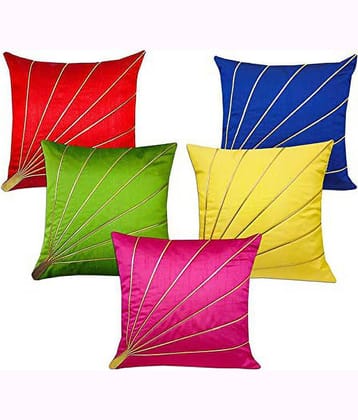 JDXONLINESALE Set of 5 Polyester Diagonal Striped Square Cushion Cover (40X40)cm - Multi