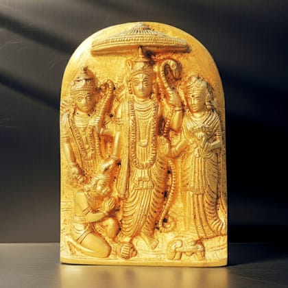 Brass Hanging Ram Darbar Statue | Wall Hanging Ram Parivar Idol, Height : 5 Inch (BSMAS1259 A)