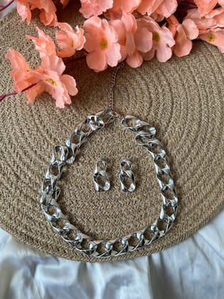 Link Chain & Earrings Set (Clearance)-Gold