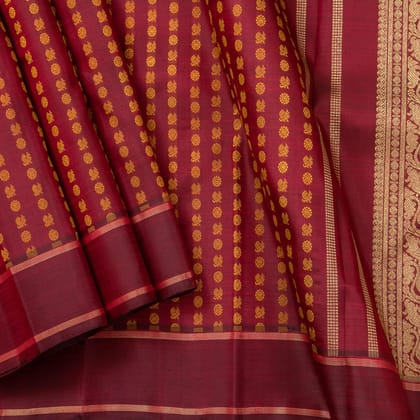 Maroon Kanjivaram Silk Saree With Silk Thread Work For Wedding Wear PV NYC 1250