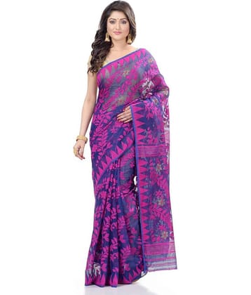 Desh Bidesh Bengal Handloom Saree Without Blouse Piece ( Purple )