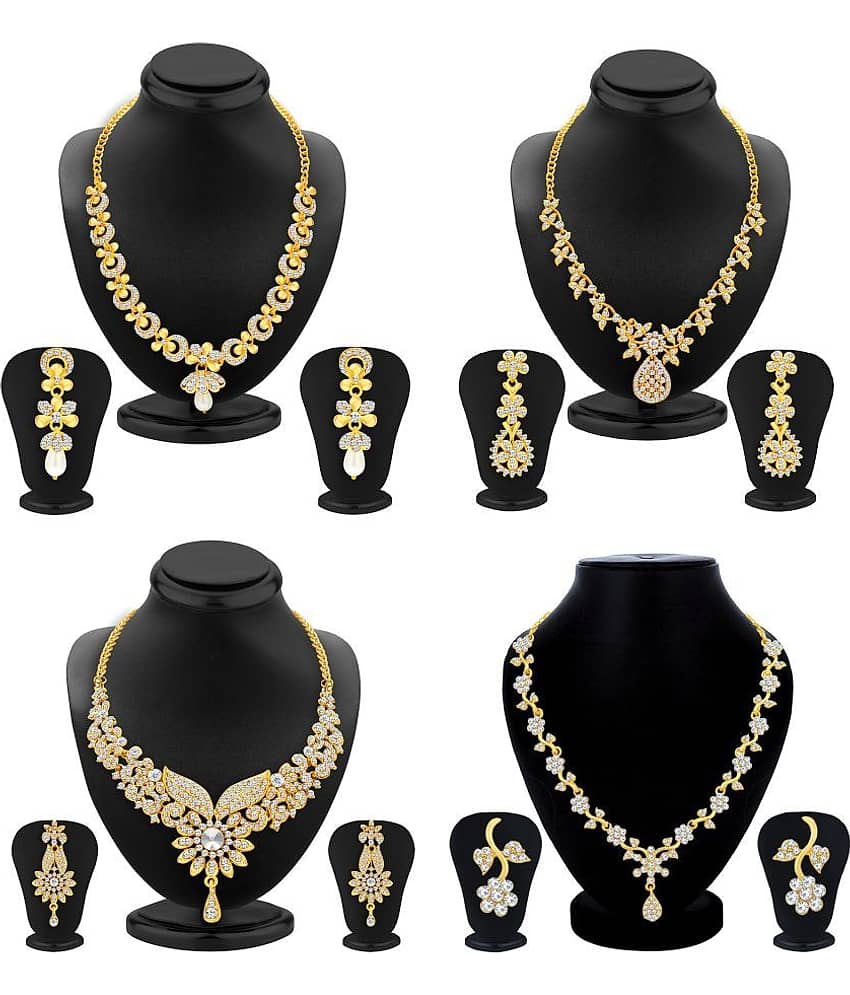Sukkhi Alloy Golden Traditional Necklaces Set (Pack of 4 )