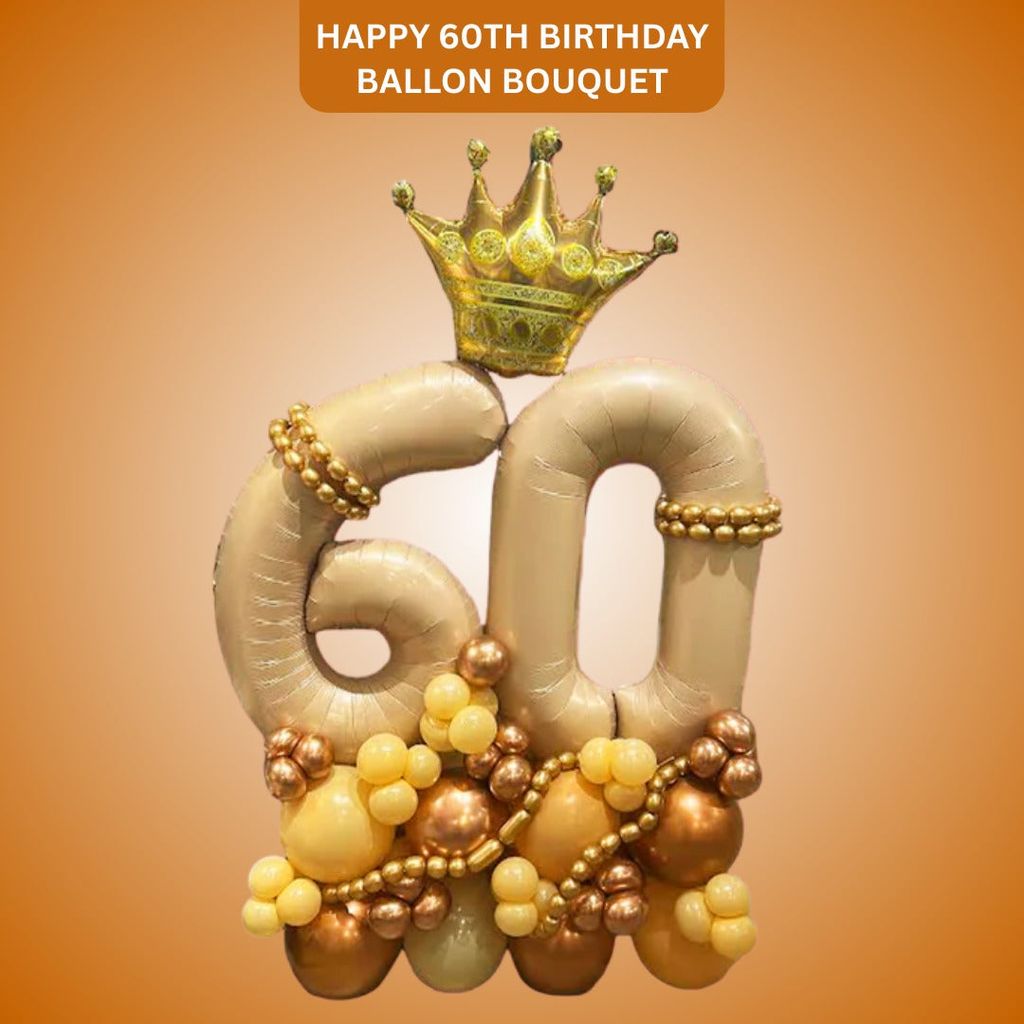 Happy 60th Birthday Balloon Bouquet - Party and Festive Needs | Buy online on ZillyBuy