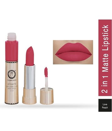 Colors Queen 2 in 1 Matte Finish Water Proof Lipstick Love Peach (Shade - 34)