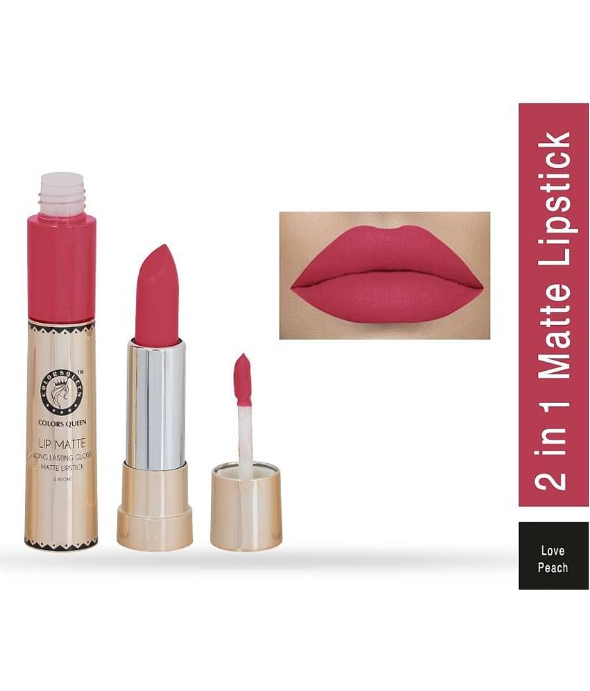 Colors Queen 2 in 1 Matte Finish Water Proof Lipstick Love Peach (Shade - 34)