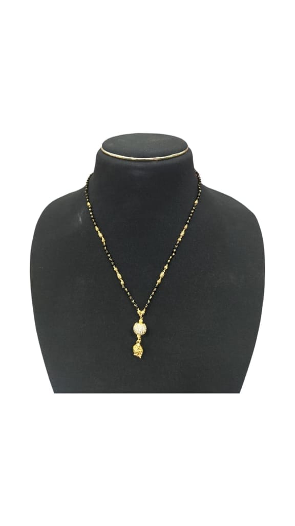 Black Beads Mangalsutra with Golden Pendant for Women