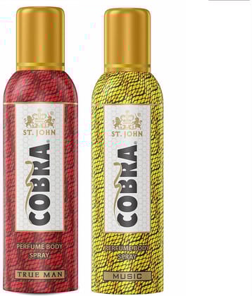 ST.JOHN Cobra No Gas True Men & Music Deodorant Spray for Men 100ml Each (200ml) Pack of 2
