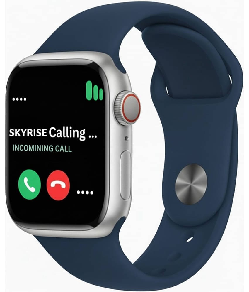 SKYRISE Limited Edition Smartwatch | Heart Rate | Steps | Wireless Charging Smartwatch (Navy Blue Strap, 2.09 Inch Big Sunlight Proof Display)