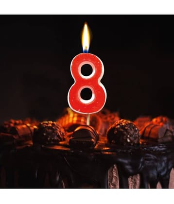 Zyozi 1.9" Birthday Number Candle, Large Number Candle for Birthday Cakes, Numeral Birthday Candles with Elegant Decor for Wedding Valentine Anniversary Parties (Red, 8)