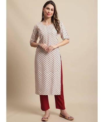 7Threads Crepe Printed Straight Women's Kurti - White ( Pack of 1 )