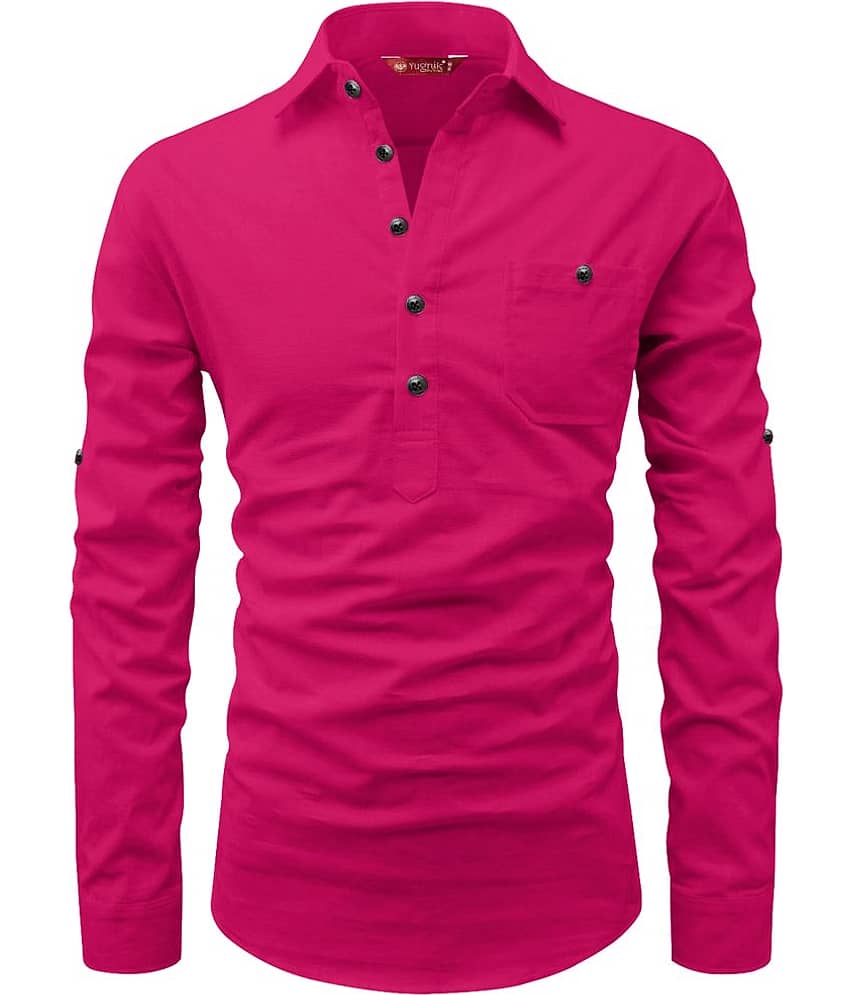 Yugnik Black Cotton Men's Shirt Style Kurta ( Pack of 1 )