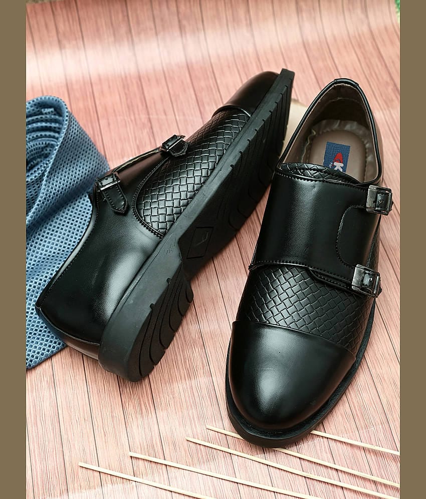 Karsun Black Men's Monk Strap Formal Shoes