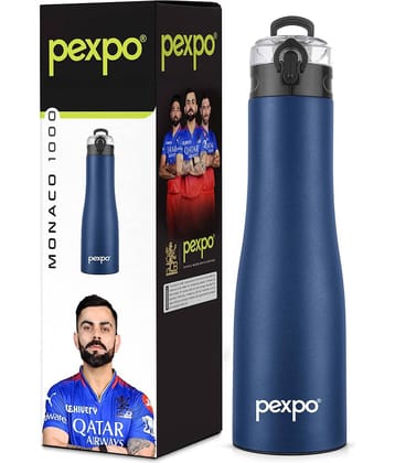 Pexpo Sports and Hiking Stainless Steel Monaco Blue Sipper Water Bottle 1000 ml mL ( Set of 1 )