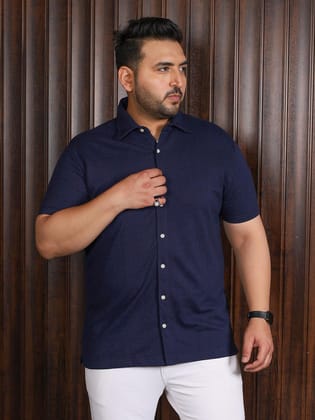 Men Plus Size Manila-Navy Striped Shirt - 5XL