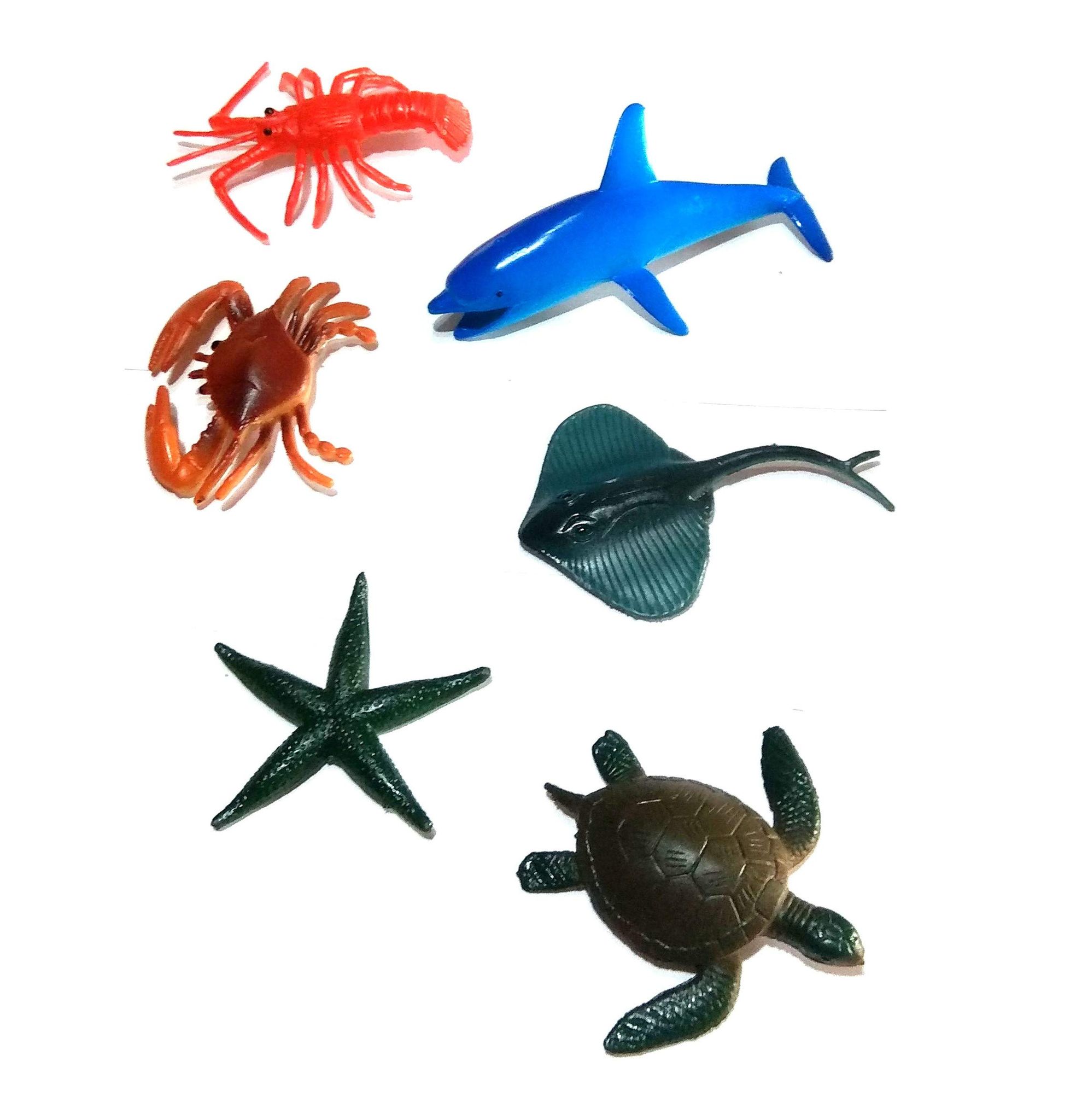 Nawani Water World 06 Pic Water Animal/Marine Animals Figures Set for Kids(Multi Colour) Size- 12/6 cm