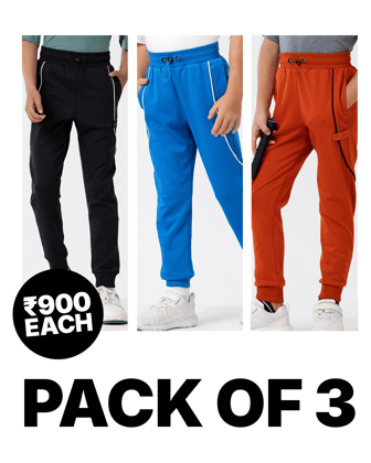 3-Pack Sporty Piping Joggers-4-5 Y / Midnight Black