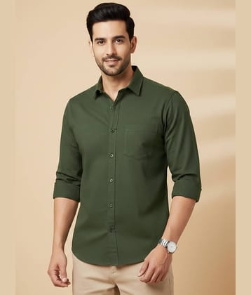 WEBRIC 100% Cotton Regular Fit Solids Full Sleeves Men's Casual Shirt - Olive ( Pack of 1 )