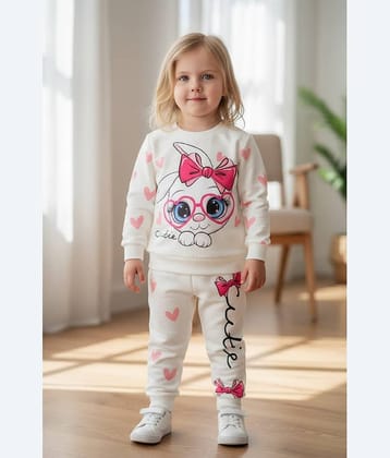mullickthedeisgner Pack of 1 Baby Girls 100% Cotton T-shirt & Pants ( White )