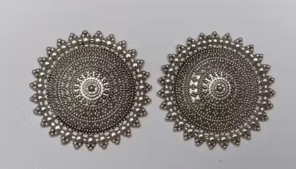 Fancy Oxidized Silver Stud Earrings with Ring for Women & Girl