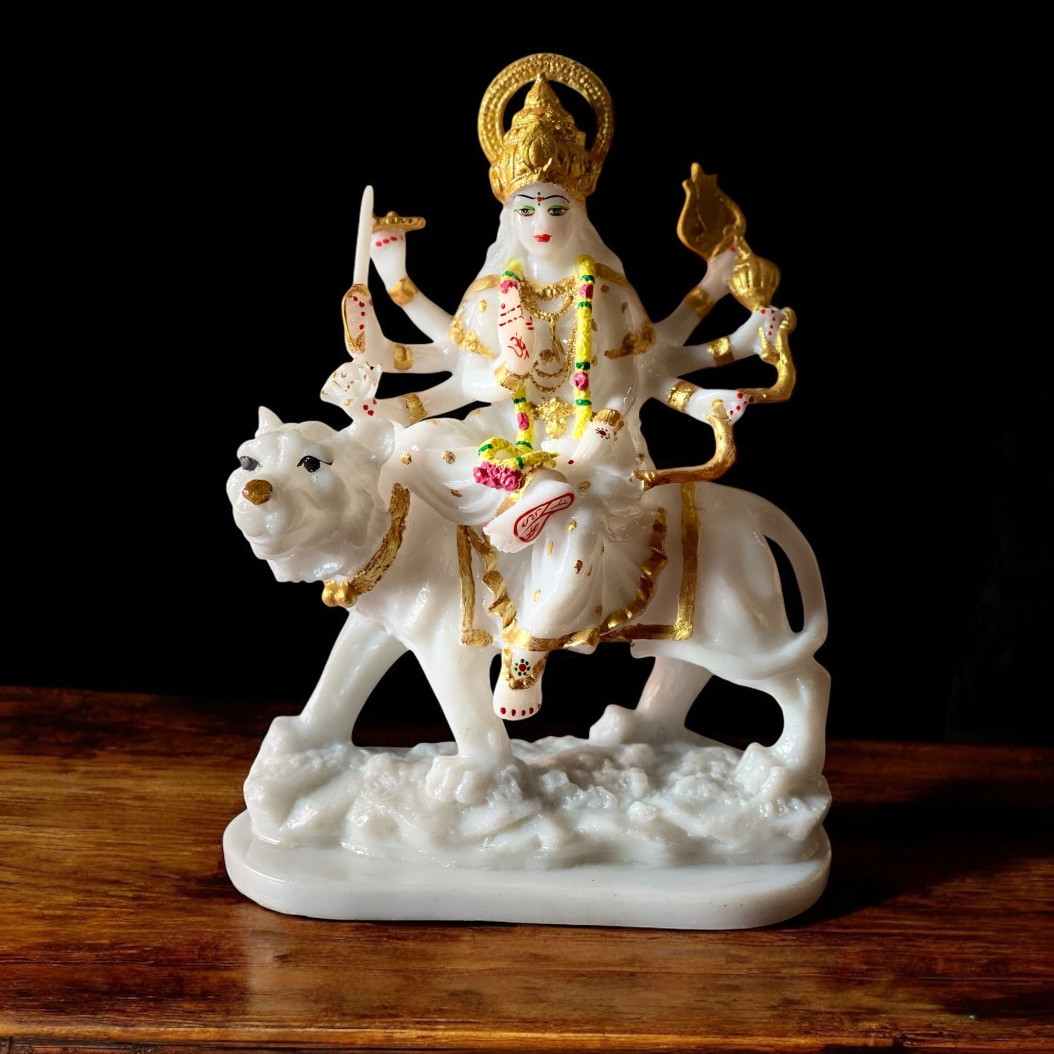 Ma Sherawali Jagdambe Durga Ji Mata Ji Idol Marble Look Murti H 31 cm-Marble dust