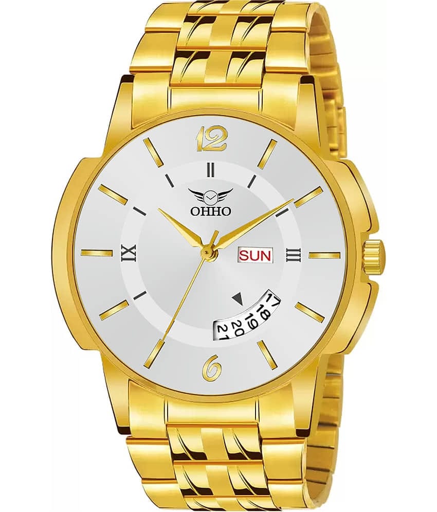 OHHO Gold Stainless Steel Analog Men's Watch