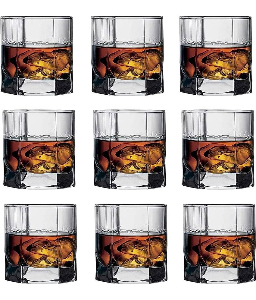 AFAST Designer Glass Glass Whiskey Glasses 150 ml ( Pack of 9 )