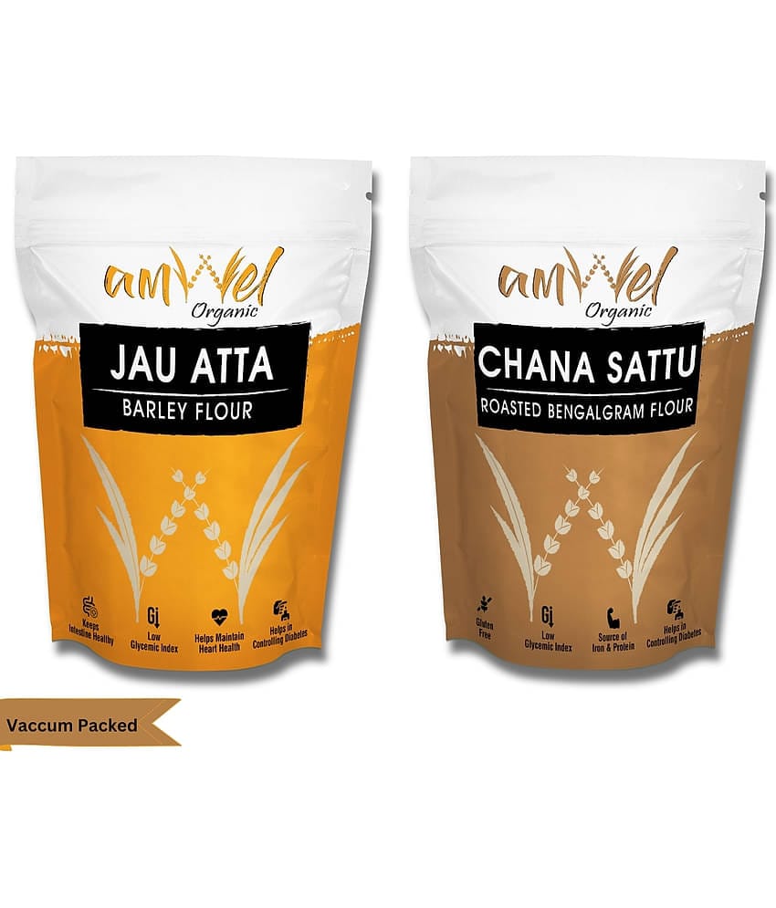 Amwel Jau Atta 450g + Chana Sattu 450g 900 gm Pack of 2