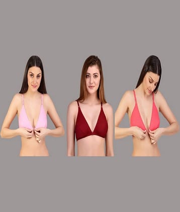 Desiprime Pack of 3 Cotton Non Padded Women's Everyday Bra ( Multicolor )