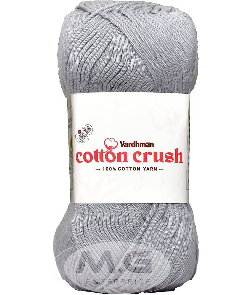 Vardhman Cotton Crush 8-ply Steel Grey 400 GMS 100% Cotton Ball Hand Knitting Cotton/Art Craft Soft Fingering Crochet Hook Yarn, Needle Knitting Yarn Thread Dyed-GC Art-AFCG