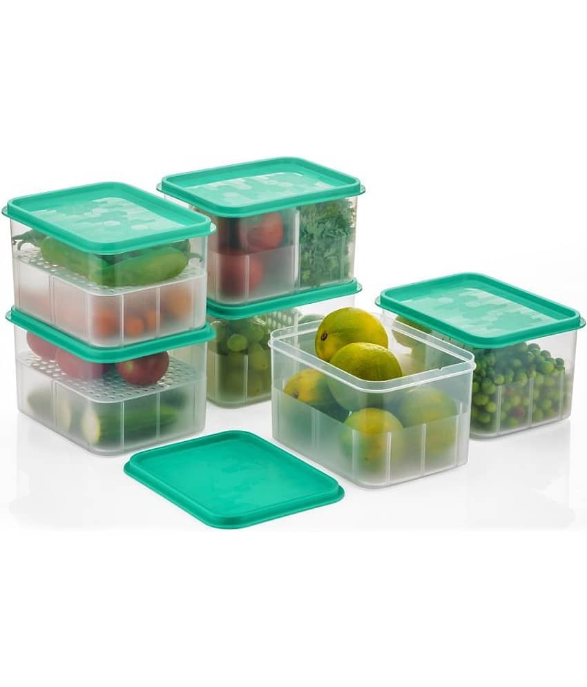 iview kitchenware - Food/Fruit/Vegetable Plastic Sea Green Utility Container ( Set of 6 )