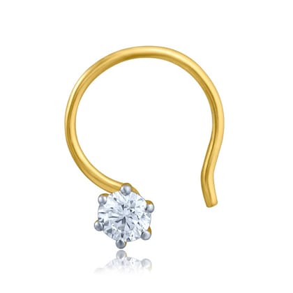 Senco Gold Glowy Simplicity Diamond Nose Pin (0.2 gram / 0.07 Ct / EF-VVS / 18K Yellow Gold)