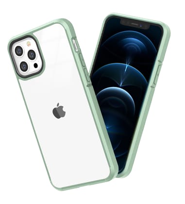 Ice Crystal Series Hybrid Scratch-Resistant Transparent PC Military Grade TPU Back Case for Apple iPhone 12 Pro, 6.1 inch, Light Green
