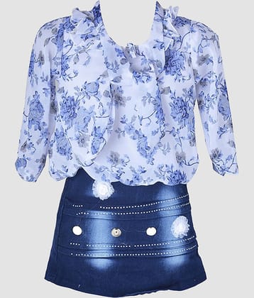 9stiches - Blue Denim Girls Frock ( Pack of 1 )