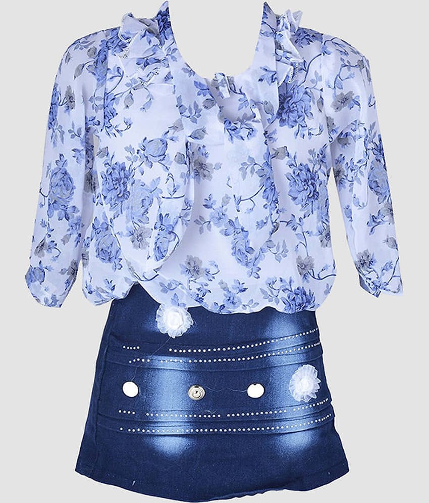 9stiches - Blue Denim Girls Frock ( Pack of 1 )