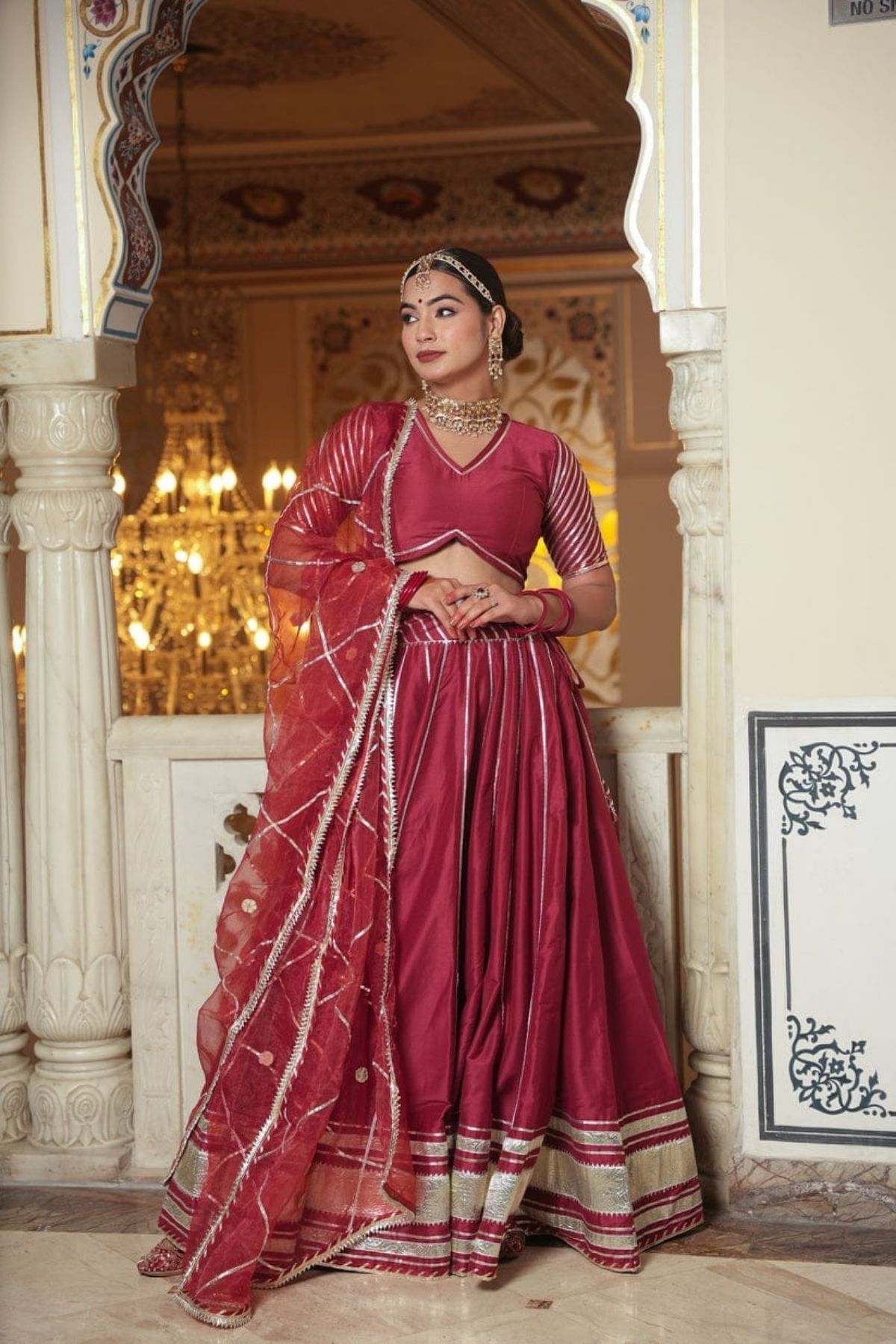 Crimson Rose Lehenga Set-S