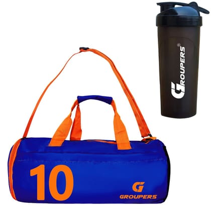 GROUPERS Combo Set of Duffle Polyester Bag with Shaker Bottle-700mllDuffle Bags Travel (Blue 10) GROUPERS Combo Set of Duffle Polyester Bag with Shaker Bottle-700mllDuffle Bags Travel (Blue 10)