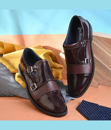 John Karsun Brown Men's Monk Strap Formal Shoes