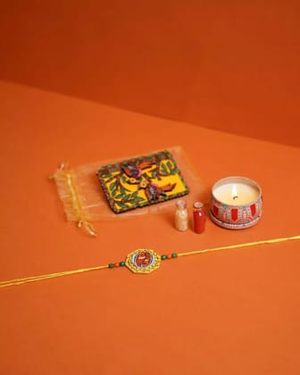 Tisser Handmade Pattachitra rakhi hamper (pattachitr handpainted rakhi with beautiful birds fridge magnet)