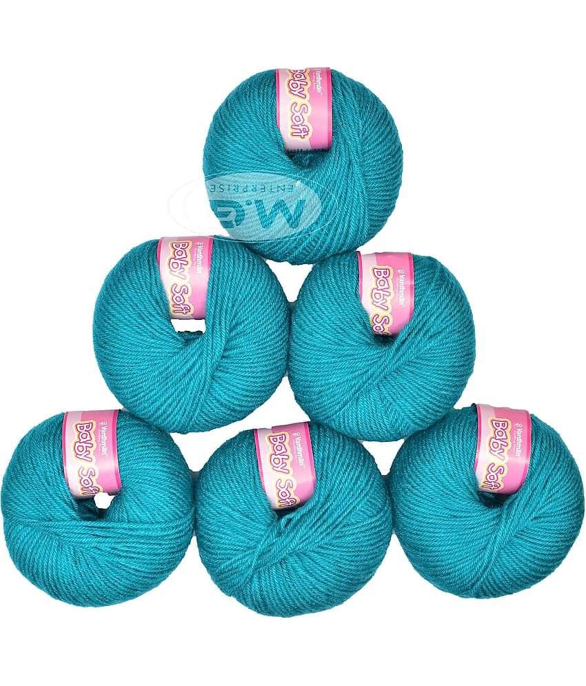 100% Acrylic Wool Azure (Pack of 8) Baby Soft Wool Ball Hand knitting wool / Art Craft soft fingering crochet hook yarn, needle knitting yarn thread dyed â€¦ - B CJ