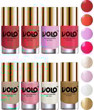VOLO High-Shine Long Lasting Non Toxic Nail Polish Professional Multi Glossy Pack of 8 79 mL