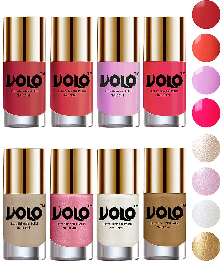 VOLO High-Shine Long Lasting Non Toxic Nail Polish Professional Multi Glossy Pack of 8 79 mL