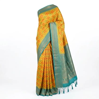 Sambalpuri Yellow Ikat Handloom Saree