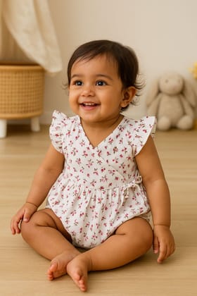 Floral Flutter Onesie-0-3 months