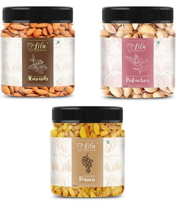 Lila Dry Fruits Almond(100gm),Pistachios(100 gm) Green Raisin(100gm) Combo |Badam Pista Kishmish