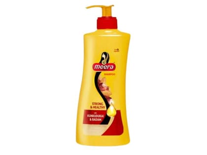 Meera Strong and Healthy Shampoo, With Goodness of Kunkudukai & Badam, Gives Soft & Smooth Hair, For Men and Women, Paraben Free, 650 ml