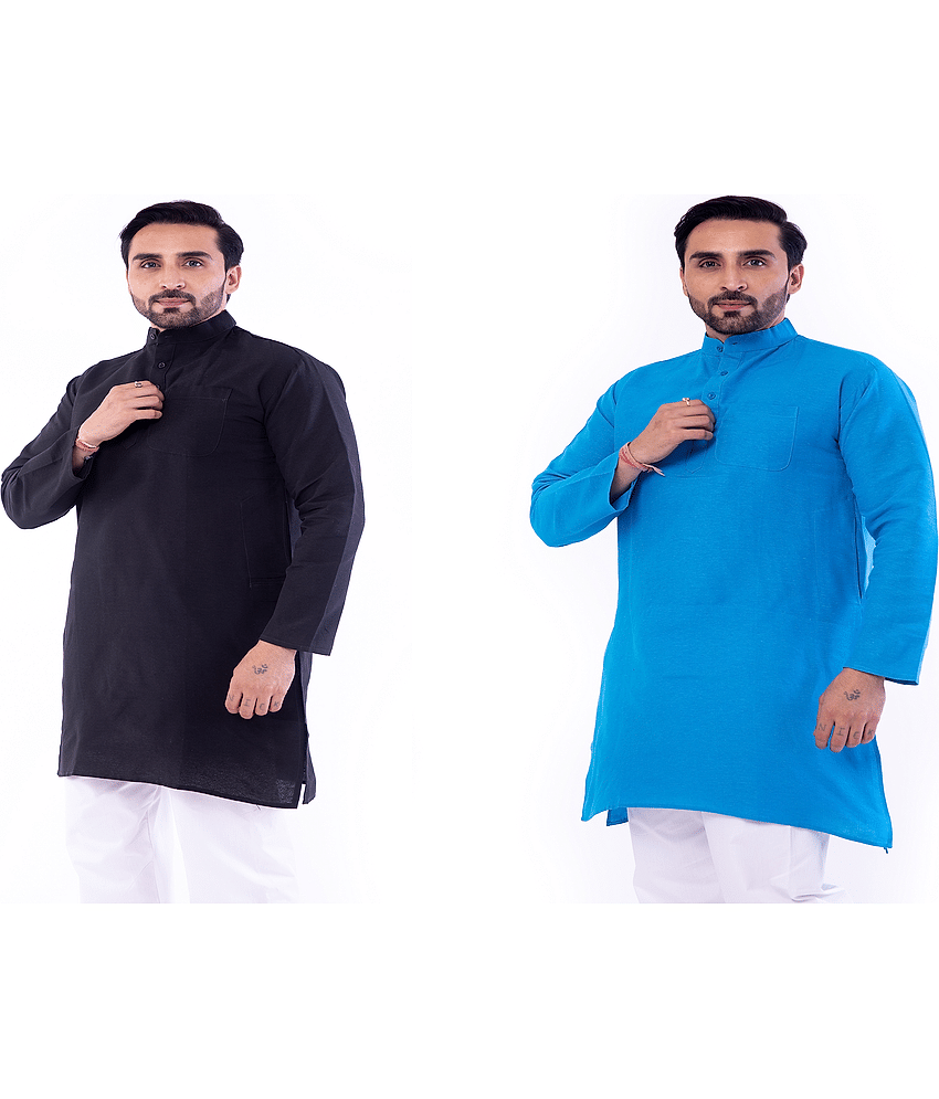 DESHBANDHU DBK Multi Cotton Kurta Pack of 2