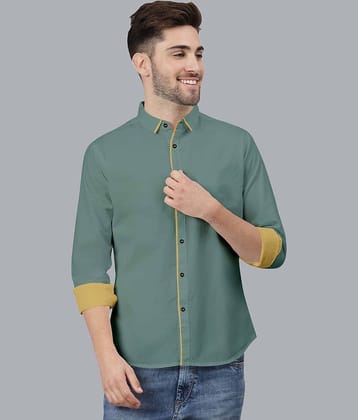 VTEXX Cotton Blend Regular Fit Solids Full Sleeves Men's Casual Shirt - Mint Green ( Pack of 1 )